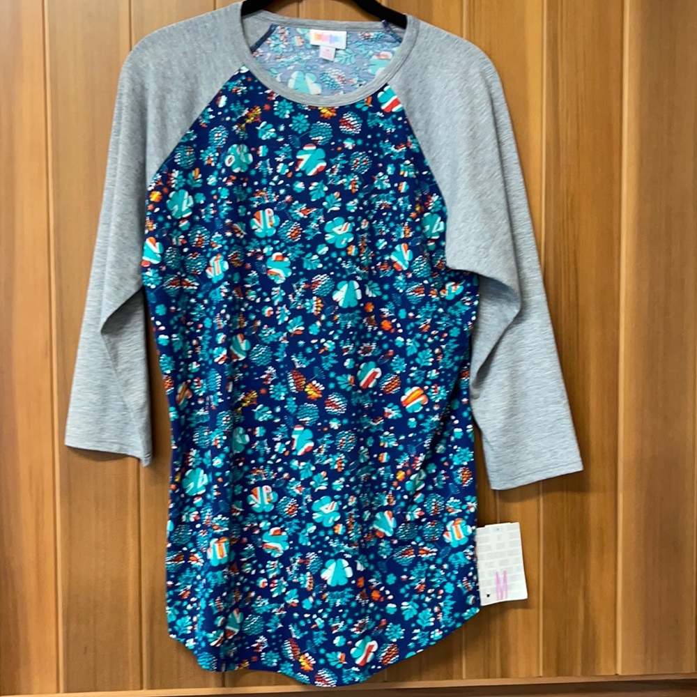 LuLaRoe New Medium Blue Floral Randy Shirt NWT